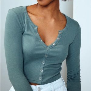 Me to We Turquoise Crop Top